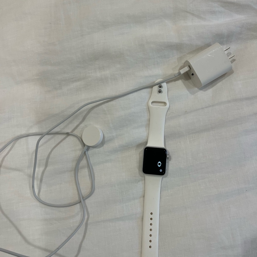 Apple Smartwatch with White Band and Charger